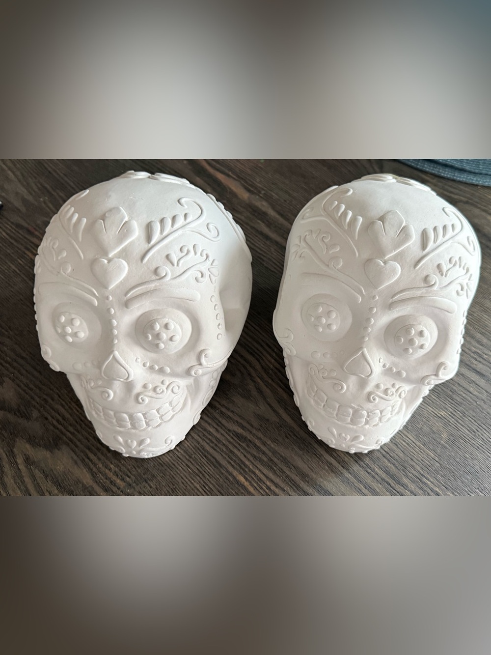 Unbranded White Ceramic Sugar Skull Pair - Decorative Home Accents